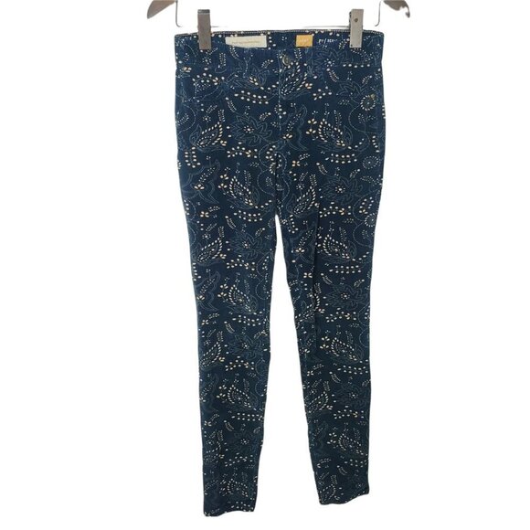 Anthropologie Pilcro And The Letterpress Serif Navy Blue Floral Corduroy Pants‎ - Picture 7 of 8